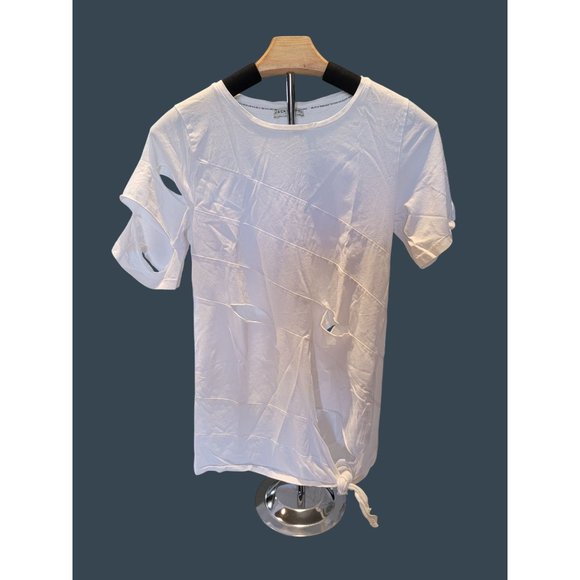 Each X Other Tops - Each X Other Slashed Ripped Effect T-shirt White Women’s Size XS